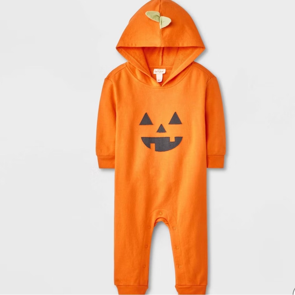 NWT Cat & Jack Pumpkin Face Hooded Costume